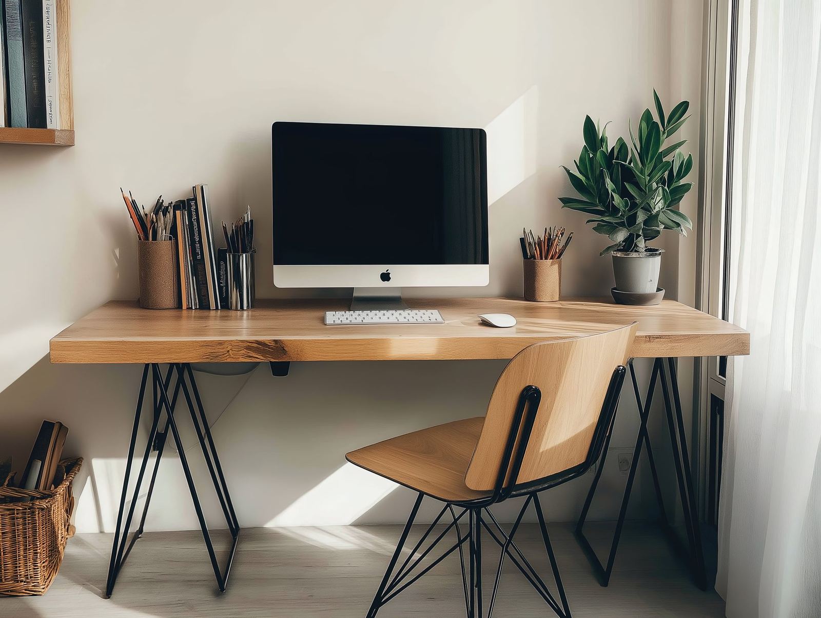 A home office desk set up for reviewing numbers and budgets