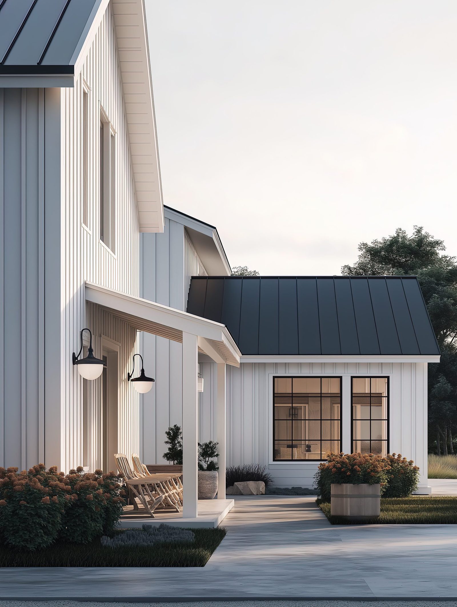 A modern farmhouse-style home exterior priced to sell in the northwest suburbs