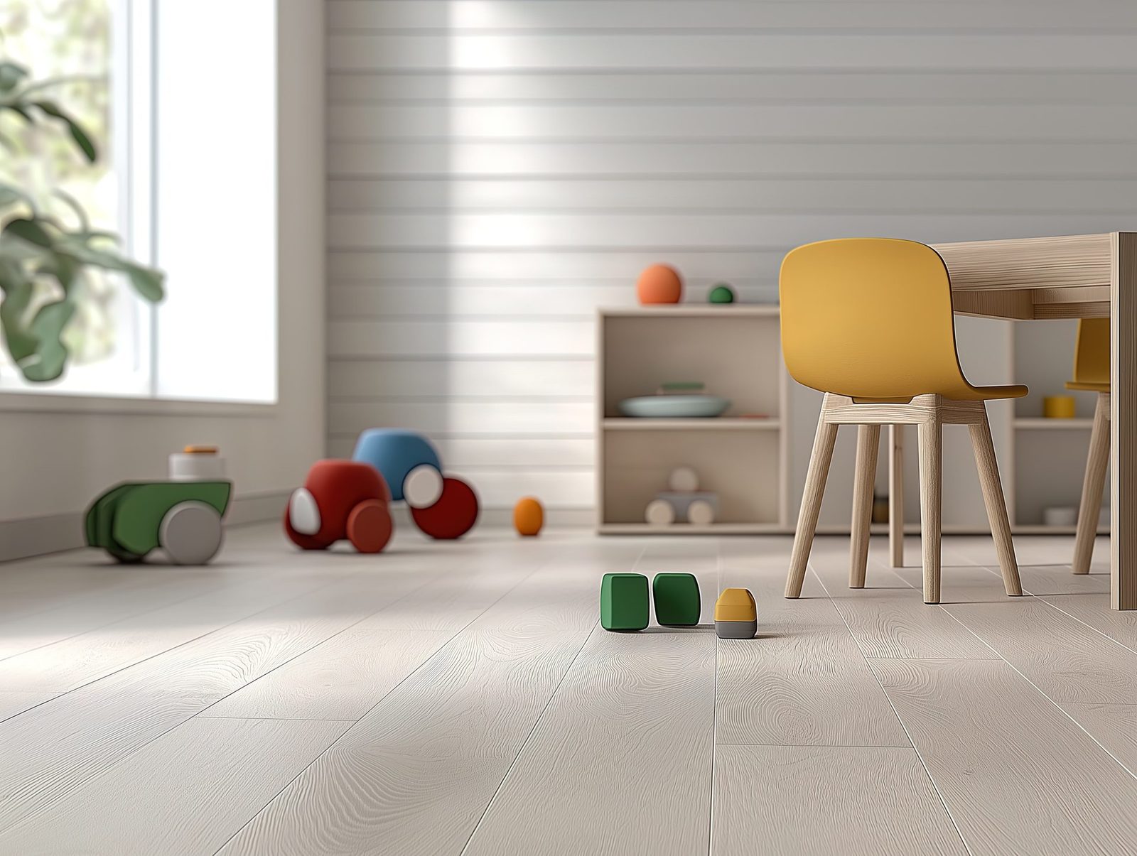 A bright, colorful kids' playroom